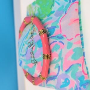 Lilly Pulitzer Pink and Gold Bracelet with Sleek Bamboo Design